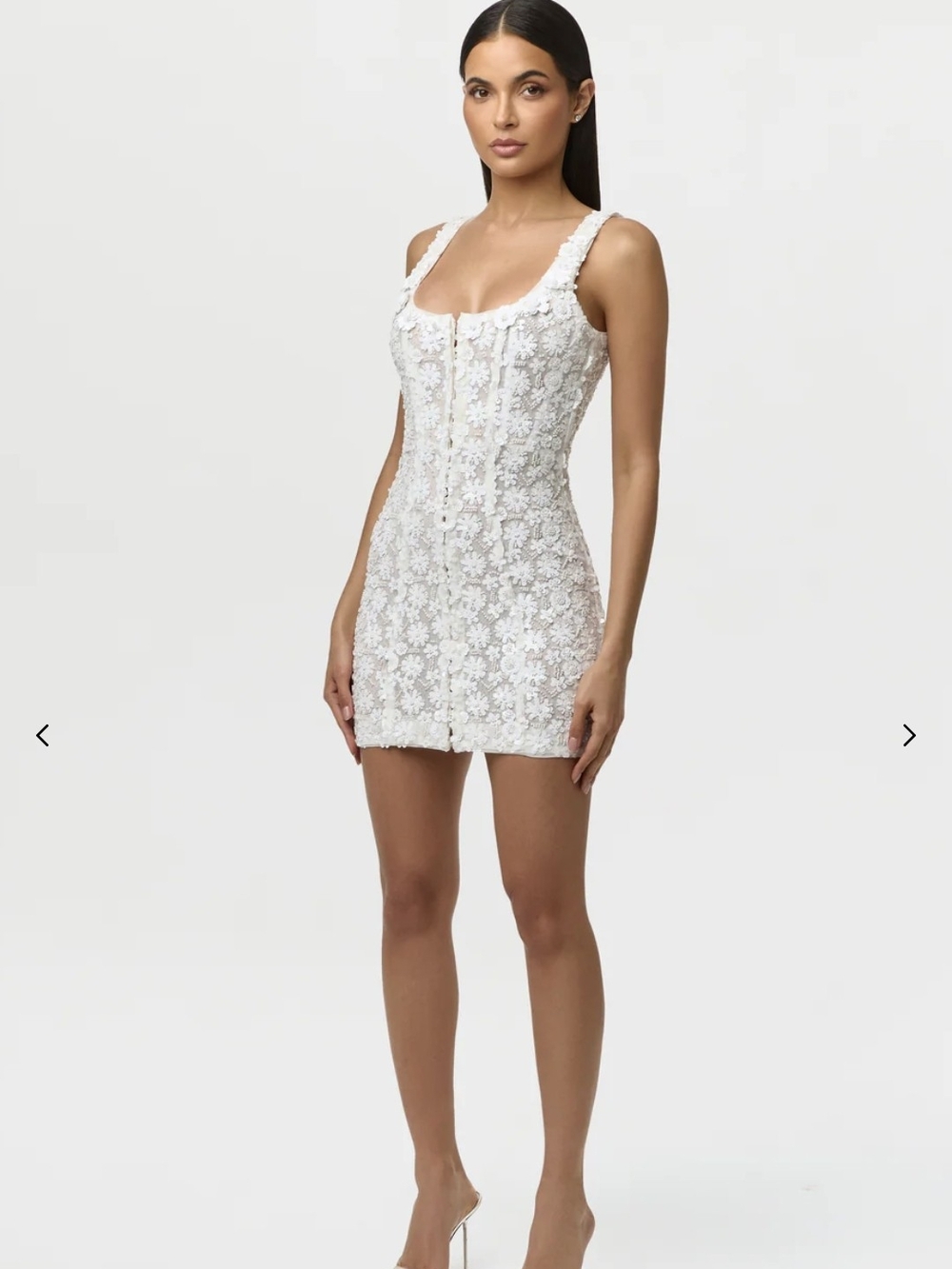 naked wardrobe White Floral Lace Mini Dress